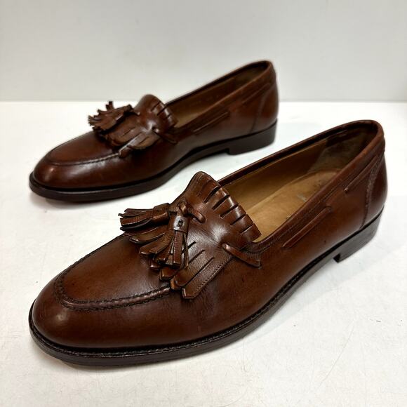 FULLY RESOLED Polo Ralph Lauren Tassel Kiltie Loafer Brown Bench Made Italy 8.5 - Picture 6 of 13